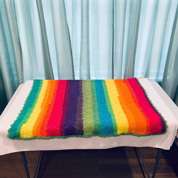 Handmade Baby Colorful Rainbow Crochet Afghan Blanket 34 x 28 - Picture 1 of 10